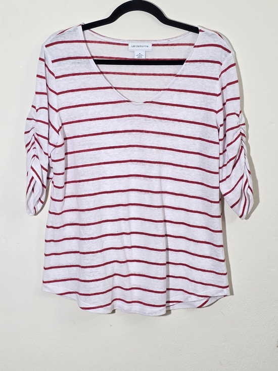 Liz Claiborne Tops - Liz Claiborne Striped Top in White and Red